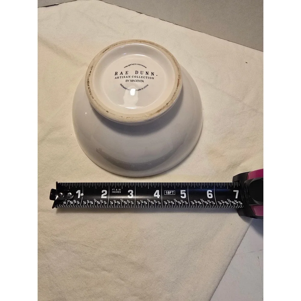Rae Dunn More Please Ceramic Footed Bowl White Artisan Collection by Magenta 6in